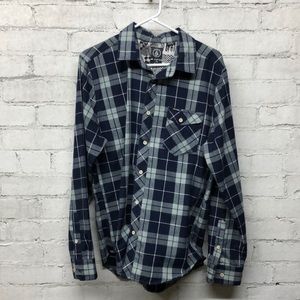 Volcom plaid long sleeve button down shirt-medium